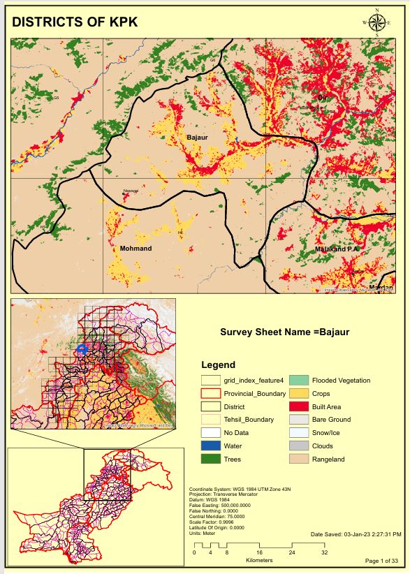 Land Cover Atlas Map of Bajaur District, KPK